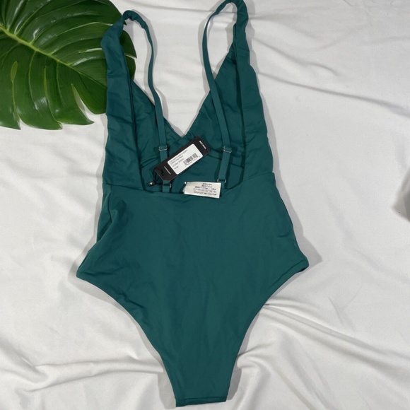 NWT Tavik‎ [ Small ] Drew Plunging One Piece Swimsuit in Storm Green - Picture 9 of 13